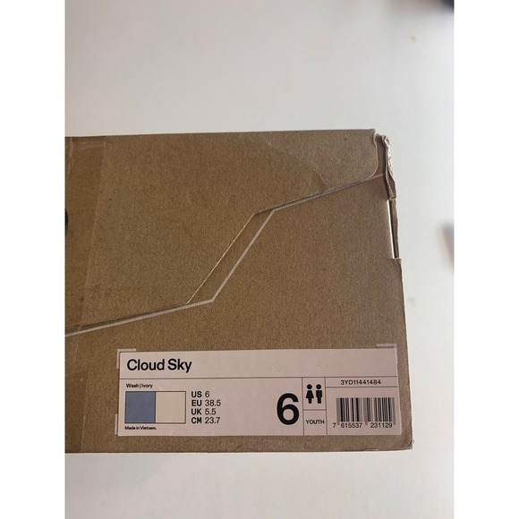 On Cloud Sky Kids Running Sneakers Wash Ivory Blue 3YD11441484 Youth Size 6 - Picture 10 of 11